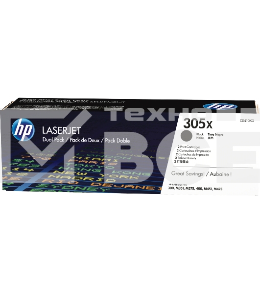 Картридж лазерный HP CE410XD черный двойная упаковка для CLJ Pro 300 Color M351/Pro 400 Color M451/Pro 300 Color MFP M375/Pro 400 Color MFP M475 2 х 4000 стр.