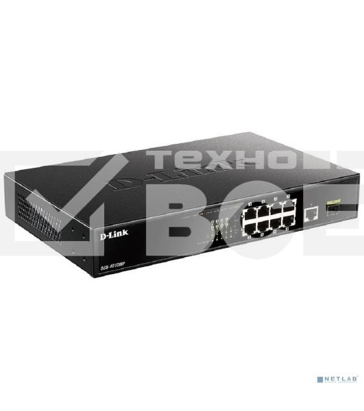 Коммутатор D-Link DGS-1010MP/A1A, L2 Unmanaged Switch with 9 10/100/1000Base-T portsand 1 1000Base-X SFPports(8 PoE ports 802.3af/802.3at (30 W), PoE Budget 125 W)