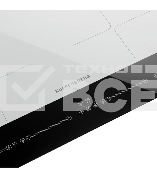 Варочная поверхность Kuppersberg ICI 622 W, индукция, High-Tech, прямой край, 9 уровней мощности, бустер, Stop and Go, Flexi-zone, автоматическое отключение, таймер, авто программы, индикатор остаточного тепла, сенсорное управление, цвет белый