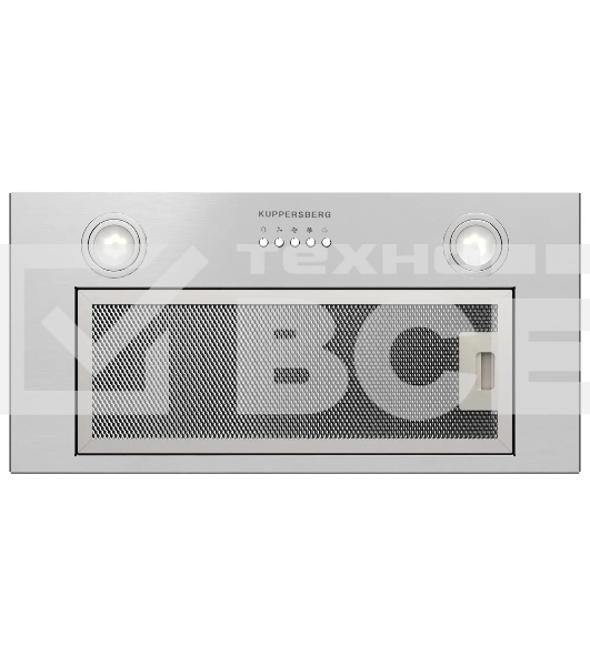 Встраиваемая вытяжка Kuppersberg INPUSH 60 X, High-Tech, 60 см, механическое управление, обратный клапан, 3 скорости, 780 м3/ч, периметральное всасывание, угольный фильтр KF-SC 2 (опция), уровень шума 62 дБ, цвет нержавеющая сталь