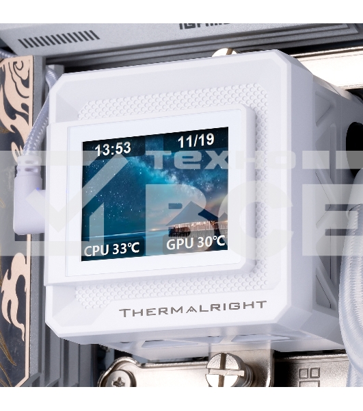 Водяное охлаждение для процессора Thermalright Frozen Warframe SE 240 ARGB White (240mm, LED temp., Black, ARGB/ Fans: 2x120mm, 70.84CFM, 29.8dBA, 2000RPM/ Pump height 59mm, Rad thickness 27mm/ S: 1851, 1700, 1200, 115X, AM5, AM4)