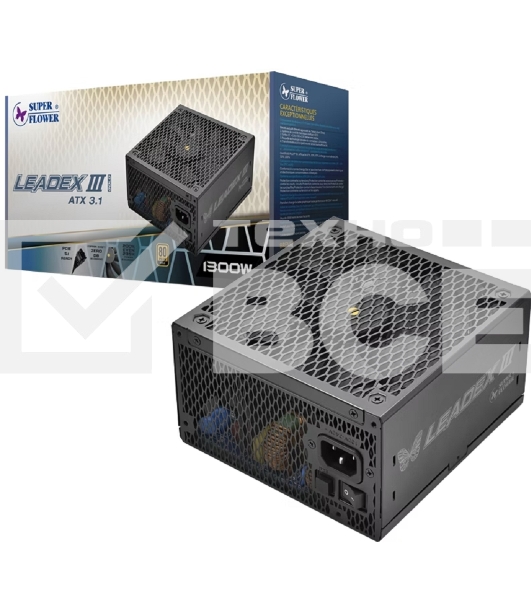 блок питания 1300 Ватт/ Power Supply Super Flower Leadex III Gold, 1300W, ATX 3.1, 140mm, 8xSATA, 4xPCI-E(6+2), 1x12VHPWR(12+4), APFC, 80+ Gold, Full Modular