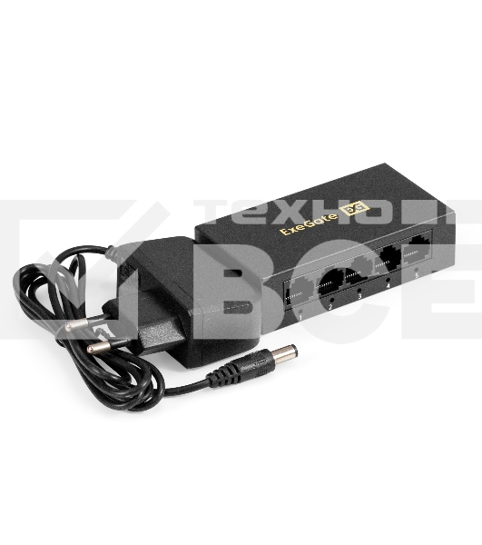 Коммутатор неуправляемый ExeGate EDES-1005D (5-портовый UTP 10/100Mbps, металлический корпус, с функцией энергосбережения (EEE), настольный/настенный)