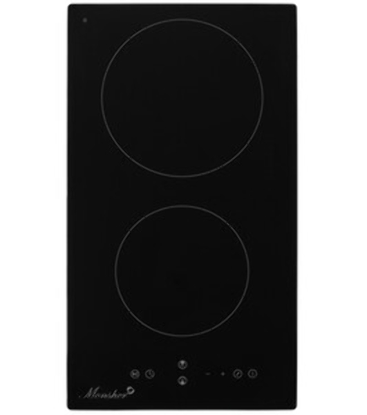 Варочная панель Monsher, High-Tech, Hi-Light, 30 см, 2 конфорки, 9 уровней мощности, сенсорное управление, автоматическое отключение, индикация остаточного тепла, таймер, черный