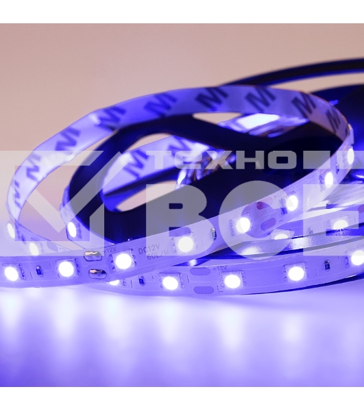 Лента LED открытая, 10 мм, IP23, SMD 5050, 60 LED/m, 12 V, цвет свечения синий