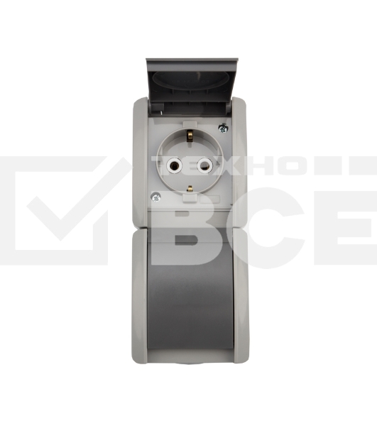 Блок из 2 розеток вертикальный Kranz INDUSTRIAL открытой установки с заземлением, IP54 серый