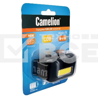 Фонарь налобный Camelion LED5355 черный 1Вт лам.:светодиод. AAAx3 (13748)