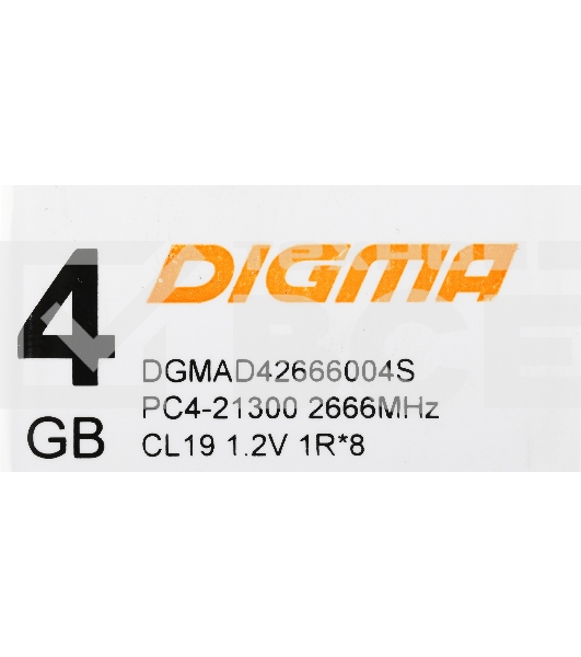 Оперативная память Digma, DDR4, 4GB (1x4GB), 2666MHz, CL19
