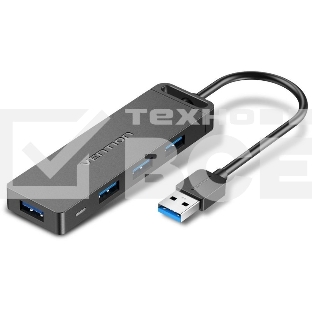 Концентратор Vention OTG USB 3.0 на 4 порта Черный - 1м.