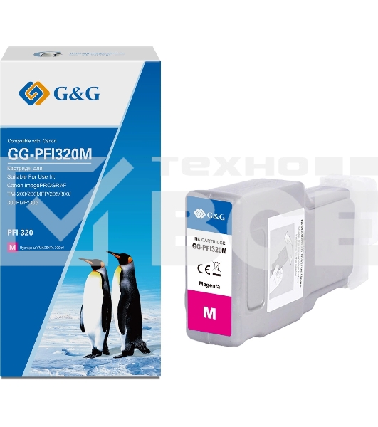 Картридж струйный G&G GG-PFI320M (PFI-320M) пурпурный (300 мл) для Canon imagePROGRAF TM-200/200MFP/205/300/300MFP/305