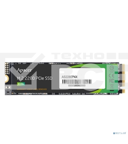 Накопитель SSD Apacer AS2280P4, 512Gb, M.2 2280, PCIe 3.0 x4, NVMe, R/W 2100/1500