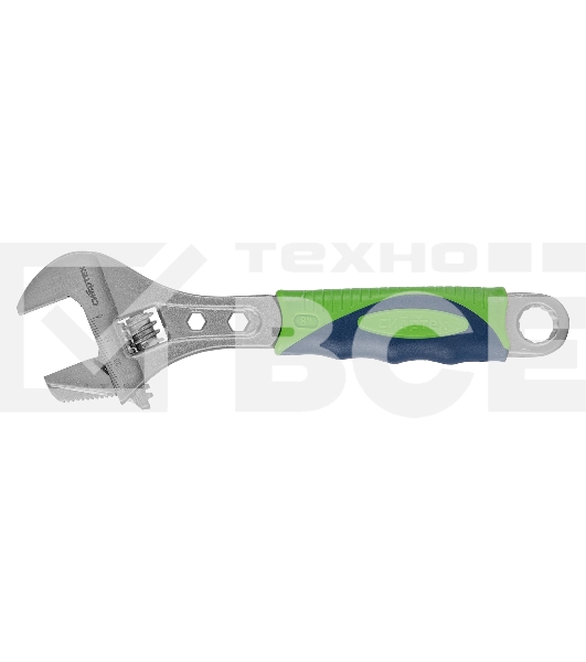 Ключ разводной, 200мм, переставная губка, 2-х комп.рукоятка Сибртех