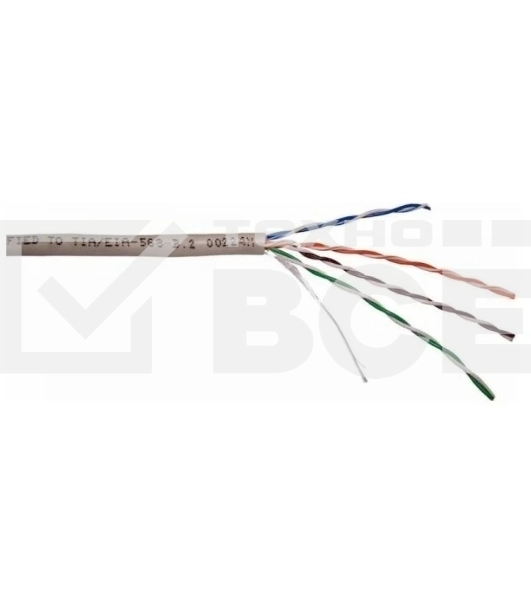 Кабель TWT UTP, серии XS, 4 пары, Кат.5e, PVC, серый, 100 метров