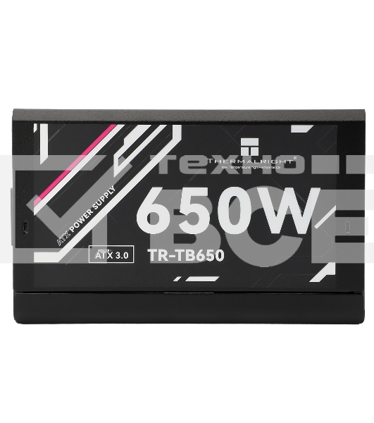 Блок питания Thermalright, 650W 80+ Bronze (ATX, 3.0, Full modular, 1x24(20+4)pin, 2xCPU 8(4+4)pin, 4xPCIe*2 8(6+2)pin, 3xSATA3, 3xMOLEX4pin, Active, 120x120mm, 150x140x86mm, APFC, black)