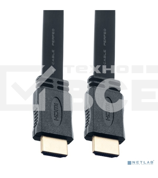 Кабель PERFEO HDMI A вилка - HDMI A вилка, плоский, ver.1.4, длина 3 м. (H1303)