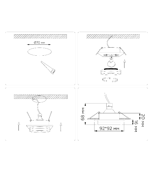 Светильник Ambrella light TN30710 BK черный GU5.3 92*92*36