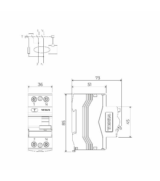 Устройство защитного отключения Werkel 1P+N  40 А  100 mA  AC 6 kA W812P404