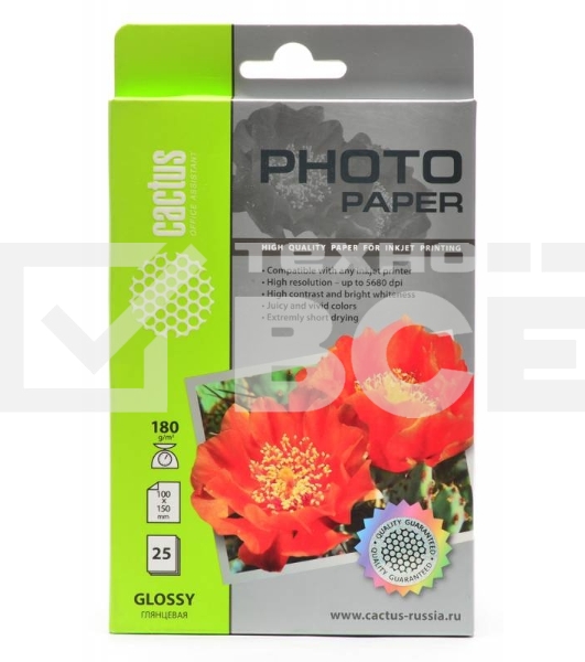 Фотобумага Cactus CS-GA618025 глянцевая A6 180 г/м2 25 листов