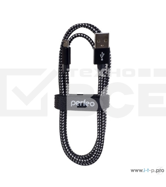 Кабель PERFEO USB2.0 A вилка - Micro USB вилка, черно-белый, 3 м (U4802)