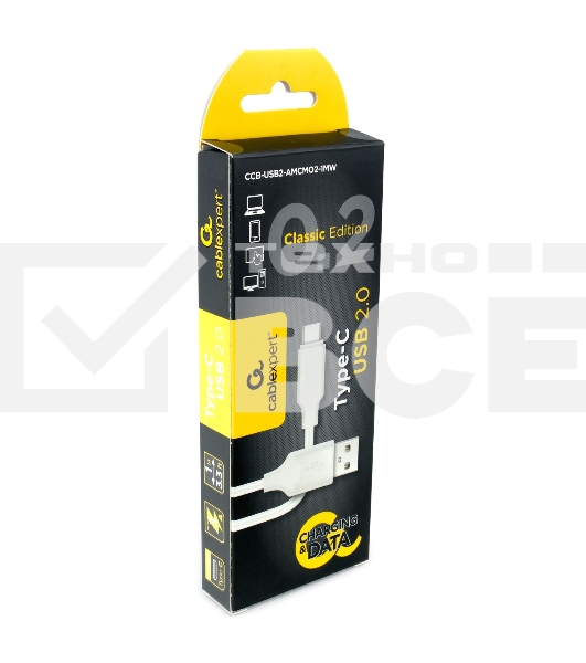Кабель USB 2.0 Cablexpert CCB-USB2-AMCMO2-1MW, AM/Type-C, издание Classic 0.2, длина 1м, белый, блистер