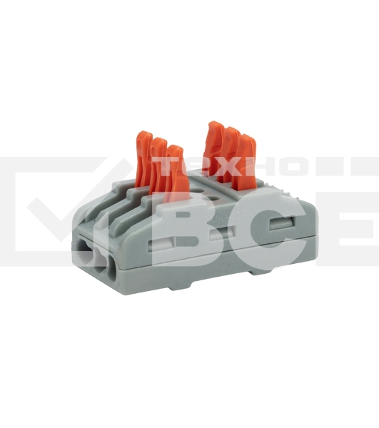 Клемма СМК Rexant 222-423 проходная 3 полюса (0,08-4 мм²), серая (5 шт./уп.)