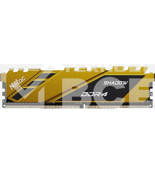 Оперативная память NETAC Shadow, DDR4, 8GB (1x8GB), 3200MHz, CL16, с радиаторами, желтый