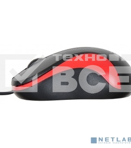 Мышь проводная Oklick 115S черный/красный, 1200 dpi, USB, кнопки - 3