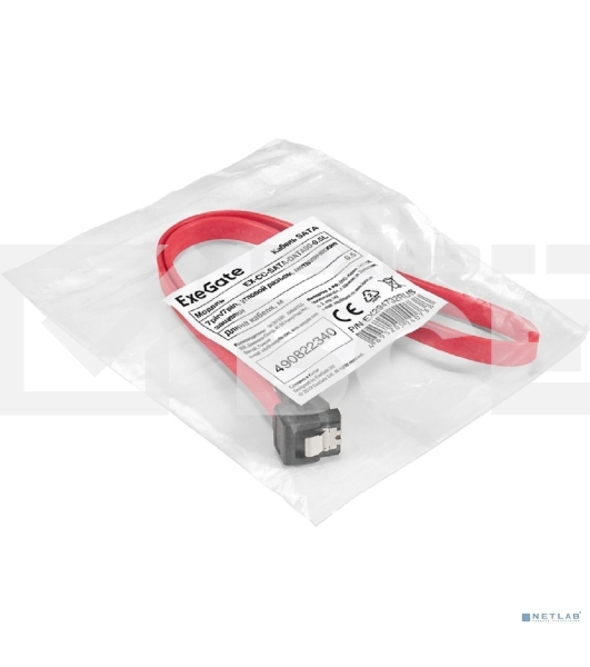 Кабель SATA ExeGate EX-CC-SATADATA90-0.5L (7pin/7pin, угловой разъем, металлические защелки, 0,5м)
