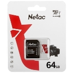 Флеш карта Netac P500 ECO 64Gb MicroSDXC U1/C10 up to 80Mb/s, retail pack with SD Adapter, фото7