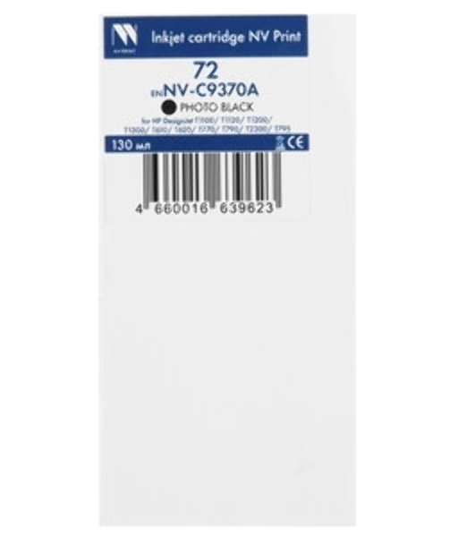 Картридж струйный NVPrint 72 (NV-C9370A) Photo Black для HP DesignJet T1100, T1120, T1200, T1300, T610, T620, T770, T790, T2300, T795 (130 мл)