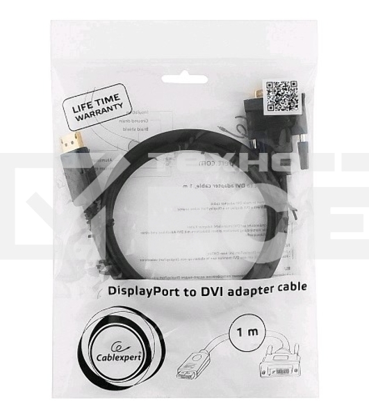 Кабель DisplayPort-DVI Gembird/Cablexpert 1м, 20M/19M, черный, экран, пакет(CC-DPM-DVIM-1M)