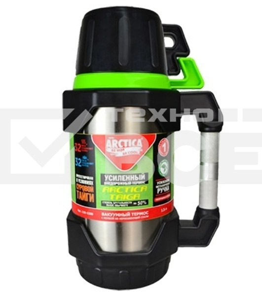 Термос Арктика 110-1500, узкое горло 1,5 л + чашки, с доп. чашкой и контейнером для чая, 2 крышки-чашки 400 мл, холод/тепло 32 ч