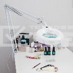 Лупа на струбцине Rexant, круглая, 5D, с подсветкой, белая 31-0011, фото2