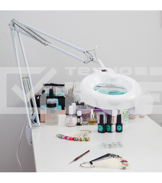 Лупа на струбцине Rexant, круглая, 5D, с подсветкой, белая 31-0011