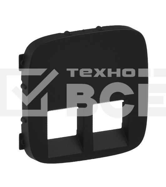 Лицевая панель розетки 2 гнезда, RJ11, RJ45, Антрацит