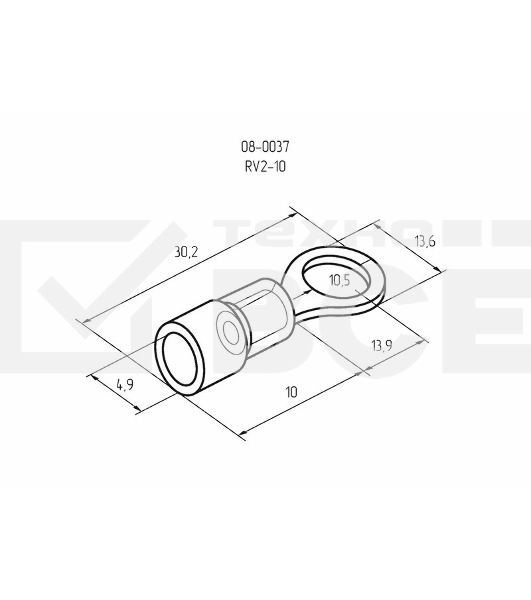 Наконечник кольцевой изолированный ø 10.5 мм 1.5-2.5 мм² (НКи 2.5-10) синий Rexant