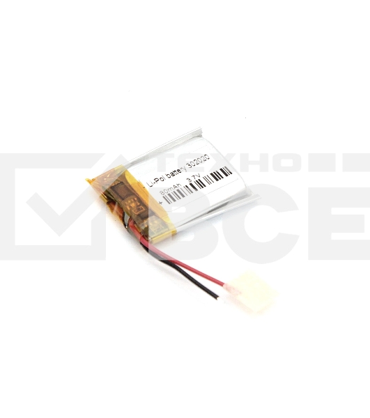 Аккумулятор Li-Pol (батарея) 3*20*20мм 2pin 3.7V/80mAh