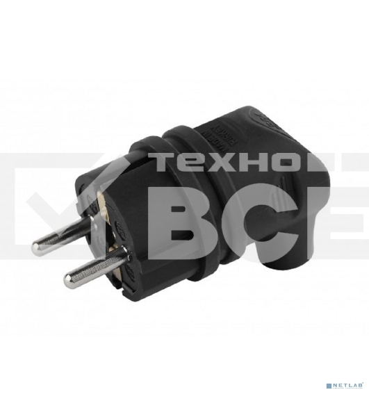 Вилка каучуковая ЭРА с/з 90град 16A IP44 черная (35/350/2100)
