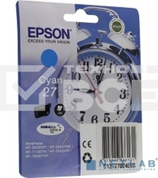 Картридж струйный Epson T2702 (C13T27024022/C13T27024020) голубой, 300 стр., для WF7110/7610/7620