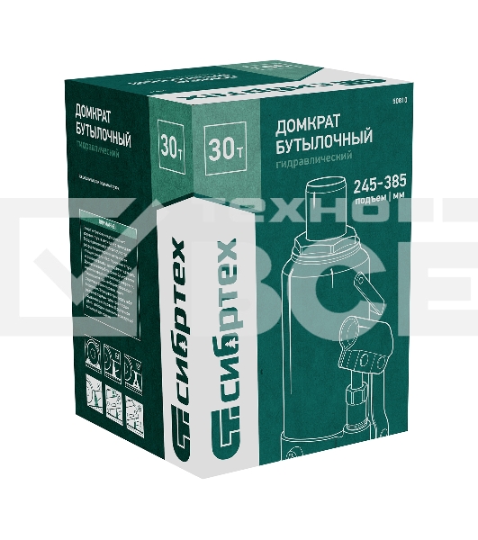 Домкрат гидравлический Сибртех бутылочный, 30т, 245-385мм