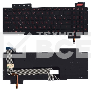 Клавиатура для ноутбука Asus FX503 черная с красной подсветкой