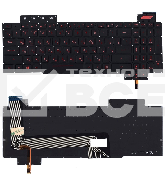 Клавиатура для ноутбука Asus FX503 черная с красной подсветкой