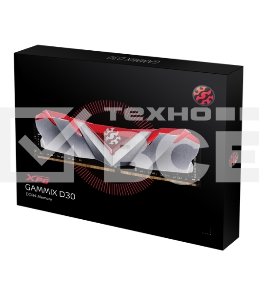Оперативная память XPG Gammix D30, DDR4, 16GB (1x16GB), 3200MHz, CL16, UDIMM, с радиатором, красный