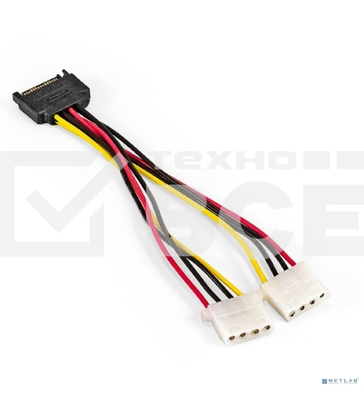 Кабель питания SATA ExeGate EX-CC-SATAM2MF-0.15 (15pin M/2xMolex F, 0,15м)