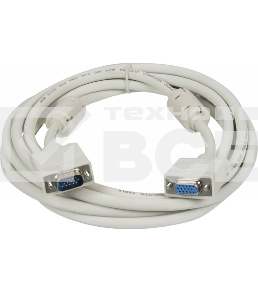 Кабель-удлинитель SVGA Ningbo VGA HD15 (m)/VGA HD15 (f) 3м феррит.кольца