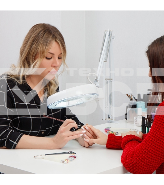 Лупа на струбцине Rexant, круглая, 5D, с подсветкой, белая 31-0011