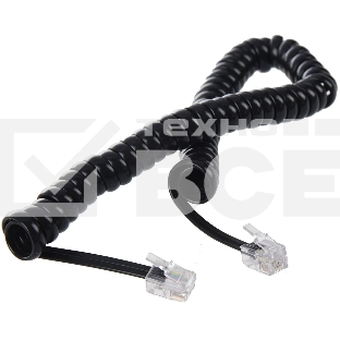 Телефонный шнур витой для трубки Greenconnect 7.5m, RJ9 4P4C (джек) черный, GCR-TPC4P4C2-7.5m