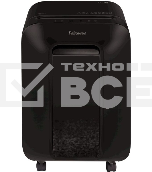 Шредер Fellowes PowerShred LX200 черный (секр.P-4)/перекрестный/12лист./22лтр./скрепки/скобы/пл.карты