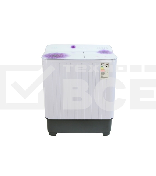 Стиральная машина Willmark WMS-85G (загрузка белья 8,5кг,1350 об/мин,стекл .крыш, насос.)Белое стекло, фиолетовые цветы