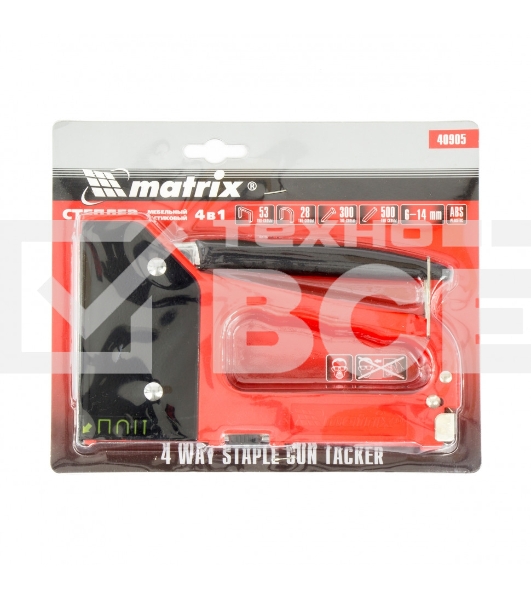 Степлер мебельный MATRIX MASTER 40905 4-функциональный пластиковый, тип скобы: 53, 28, 300, 500, 6-14 мм